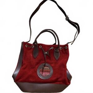 Boho Red/Brown Purse Andean Folk Tapestry Made in Bolivia 100% Leather/Suede Bag